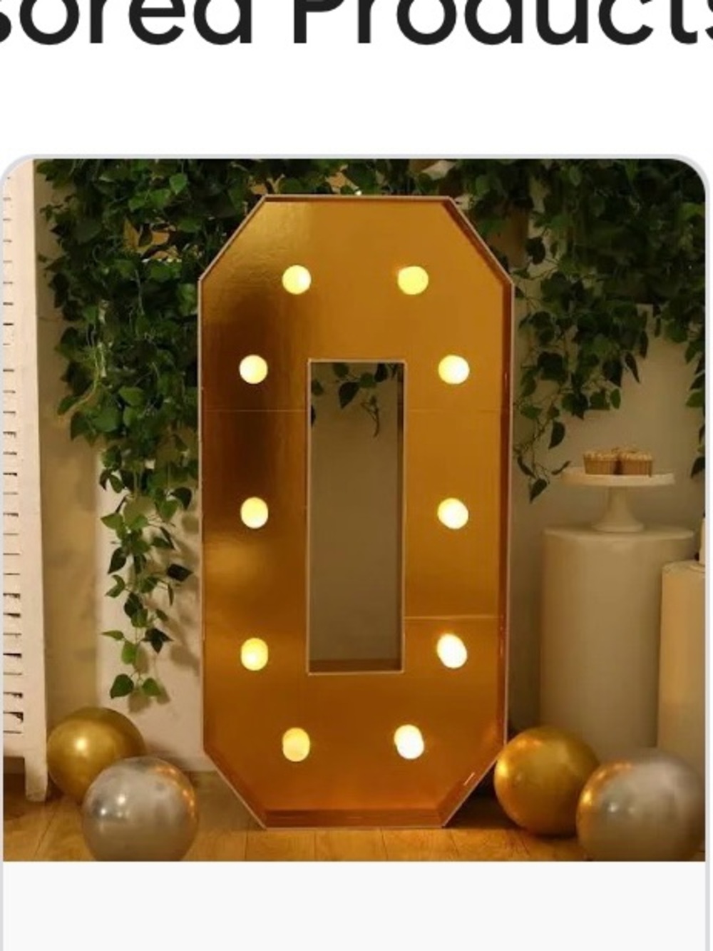 Gold:Black  Marquee Number 0 Light-Up Decor 2 ft